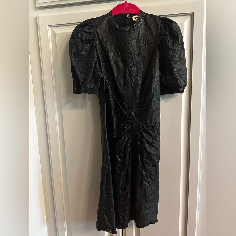 Zadig&Voltaire women’s black creased leather mini dress